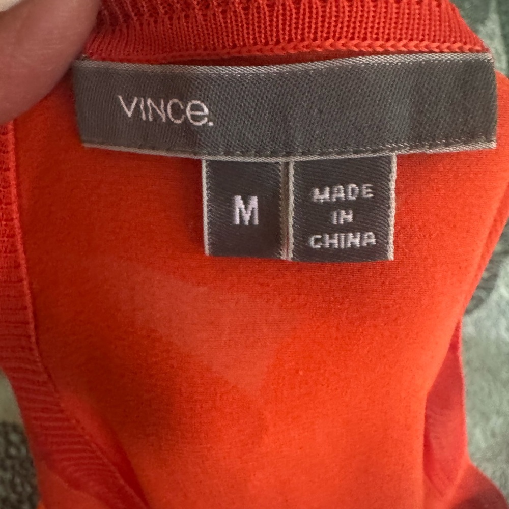 Vince Orange Boxy Short Sleeve silk T-Shirt M - Picture 6 of 8